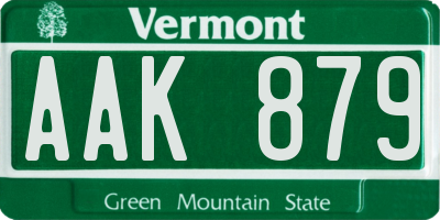 VT license plate AAK879