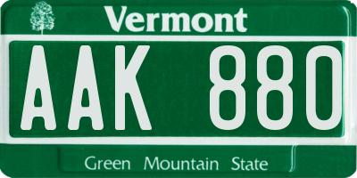 VT license plate AAK880