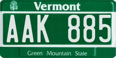 VT license plate AAK885