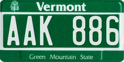 VT license plate AAK886