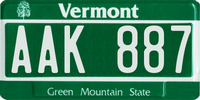 VT license plate AAK887