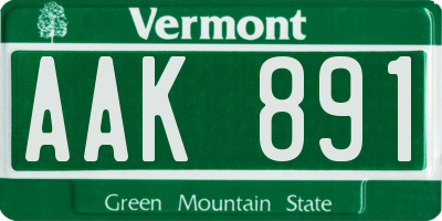 VT license plate AAK891