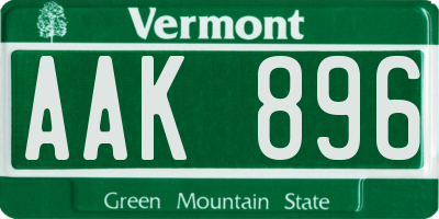 VT license plate AAK896