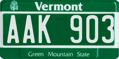 VT license plate AAK903