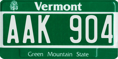VT license plate AAK904