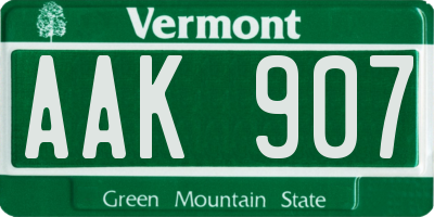 VT license plate AAK907