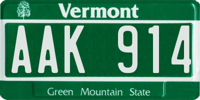 VT license plate AAK914