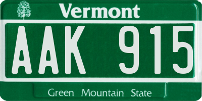 VT license plate AAK915