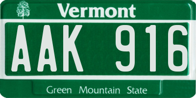 VT license plate AAK916