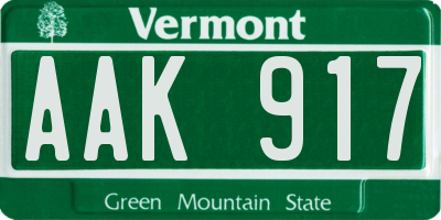 VT license plate AAK917