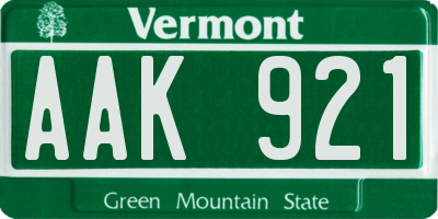 VT license plate AAK921