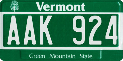 VT license plate AAK924