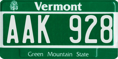 VT license plate AAK928