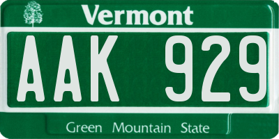 VT license plate AAK929