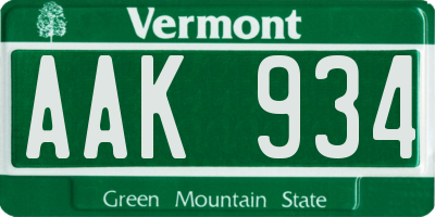 VT license plate AAK934