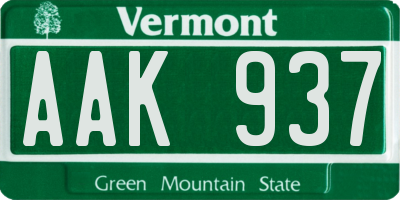 VT license plate AAK937