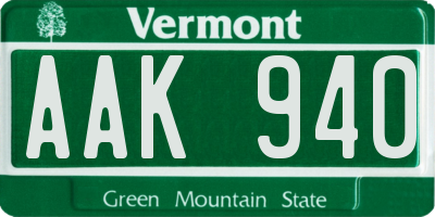 VT license plate AAK940