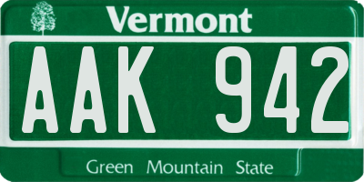 VT license plate AAK942