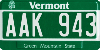 VT license plate AAK943
