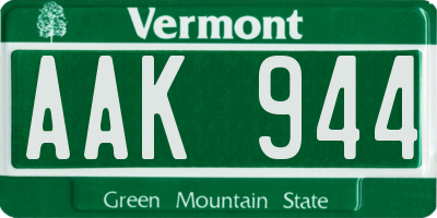 VT license plate AAK944