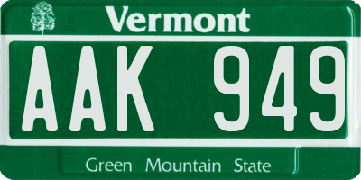 VT license plate AAK949