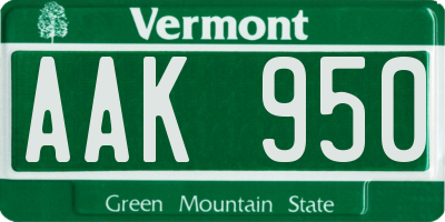 VT license plate AAK950