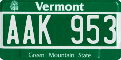 VT license plate AAK953