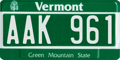 VT license plate AAK961