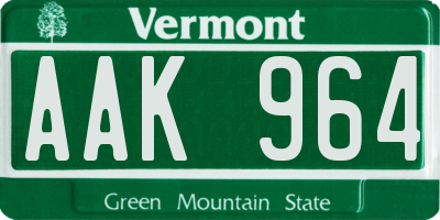 VT license plate AAK964