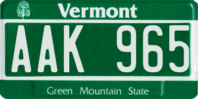 VT license plate AAK965
