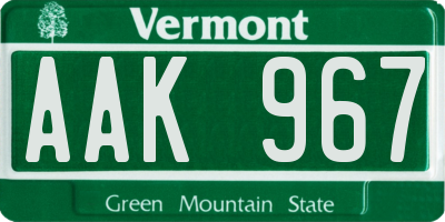 VT license plate AAK967