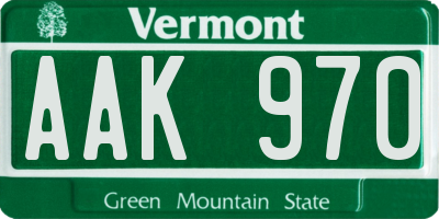 VT license plate AAK970