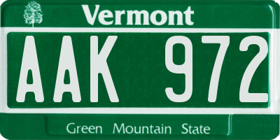 VT license plate AAK972