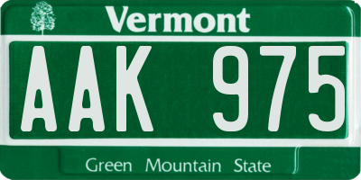 VT license plate AAK975
