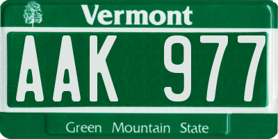 VT license plate AAK977