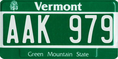 VT license plate AAK979