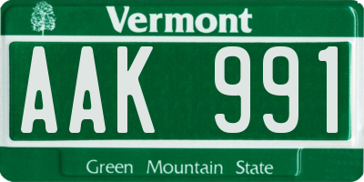 VT license plate AAK991