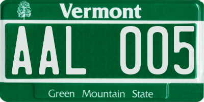 VT license plate AAL005