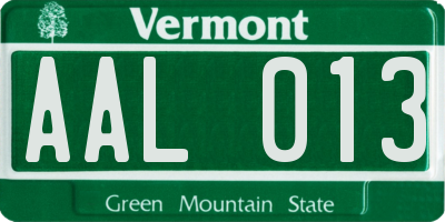 VT license plate AAL013