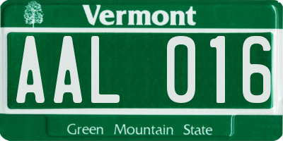 VT license plate AAL016