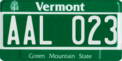 VT license plate AAL023