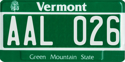 VT license plate AAL026