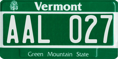 VT license plate AAL027