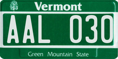 VT license plate AAL030