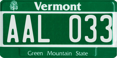 VT license plate AAL033