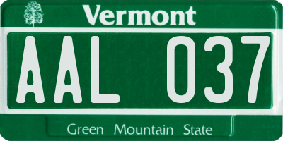 VT license plate AAL037