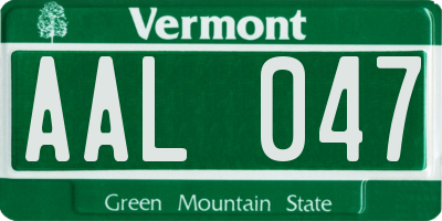 VT license plate AAL047