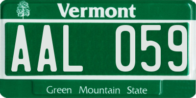 VT license plate AAL059