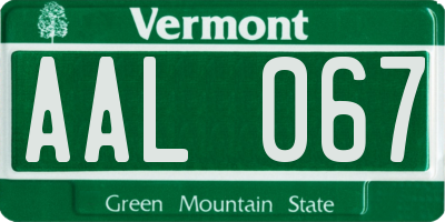 VT license plate AAL067