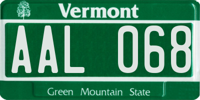 VT license plate AAL068